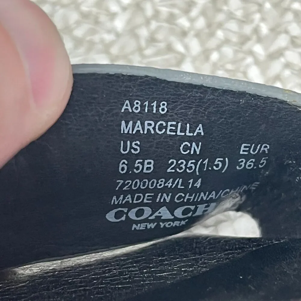Coach Marcella Ankle Wrap Kitten Heel Silver Leather Italian Women’s 6.5 B